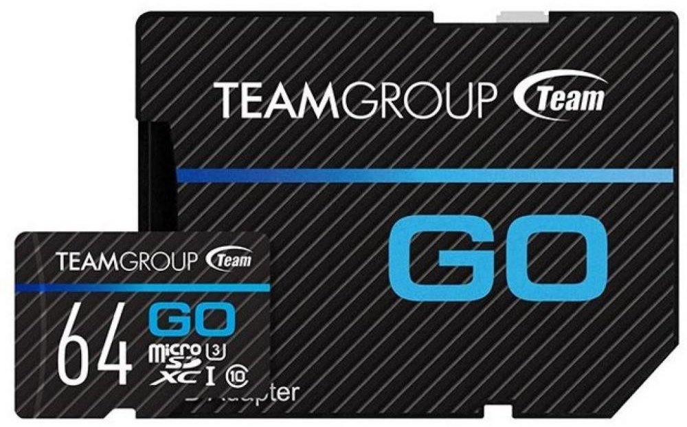 

Team 64GB microSDXC Class 10 UHS-I U3 Go + adapter (TGUSDX64GU303)