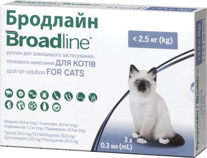 Акція на Краплі Boehringer Ingelheim Broadline від бліх та кліщів для кішок вагою до 2.5 кг (S) 3 шт (2000981093242) від Y.UA