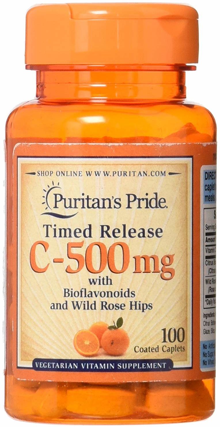 

Puritan's Pride Vitamin C-500 mg with Rose Hips Time Release-100 Caplets