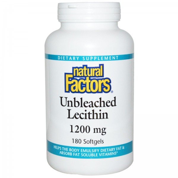 

Natural Factors Unbleached Lecithin 1200 mg Неотбеленный лецитин 180 гелевых капсул