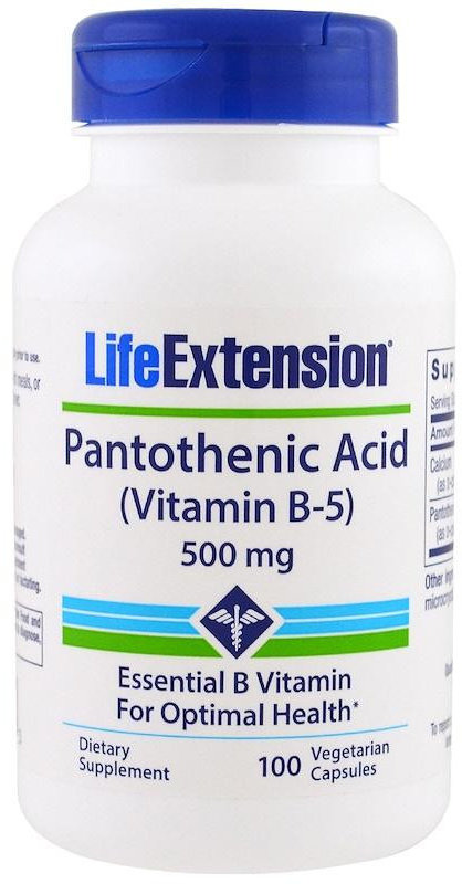 

Life Extension Pantothenic Acid (Vitamin B-5) 500 mg 100 Veggie Caps Пантотеновакислота