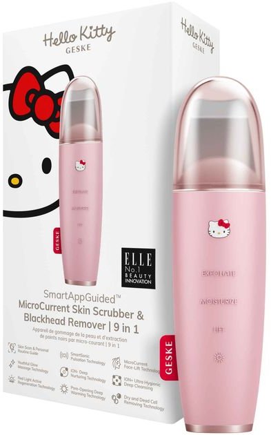 Акція на Микротоковый скрабер для кожи Geske MicroCurrent Skin Scrubber & Blackhead Remover 9 в 1 Hello Kitty Pink (HK000045PI01) від Stylus