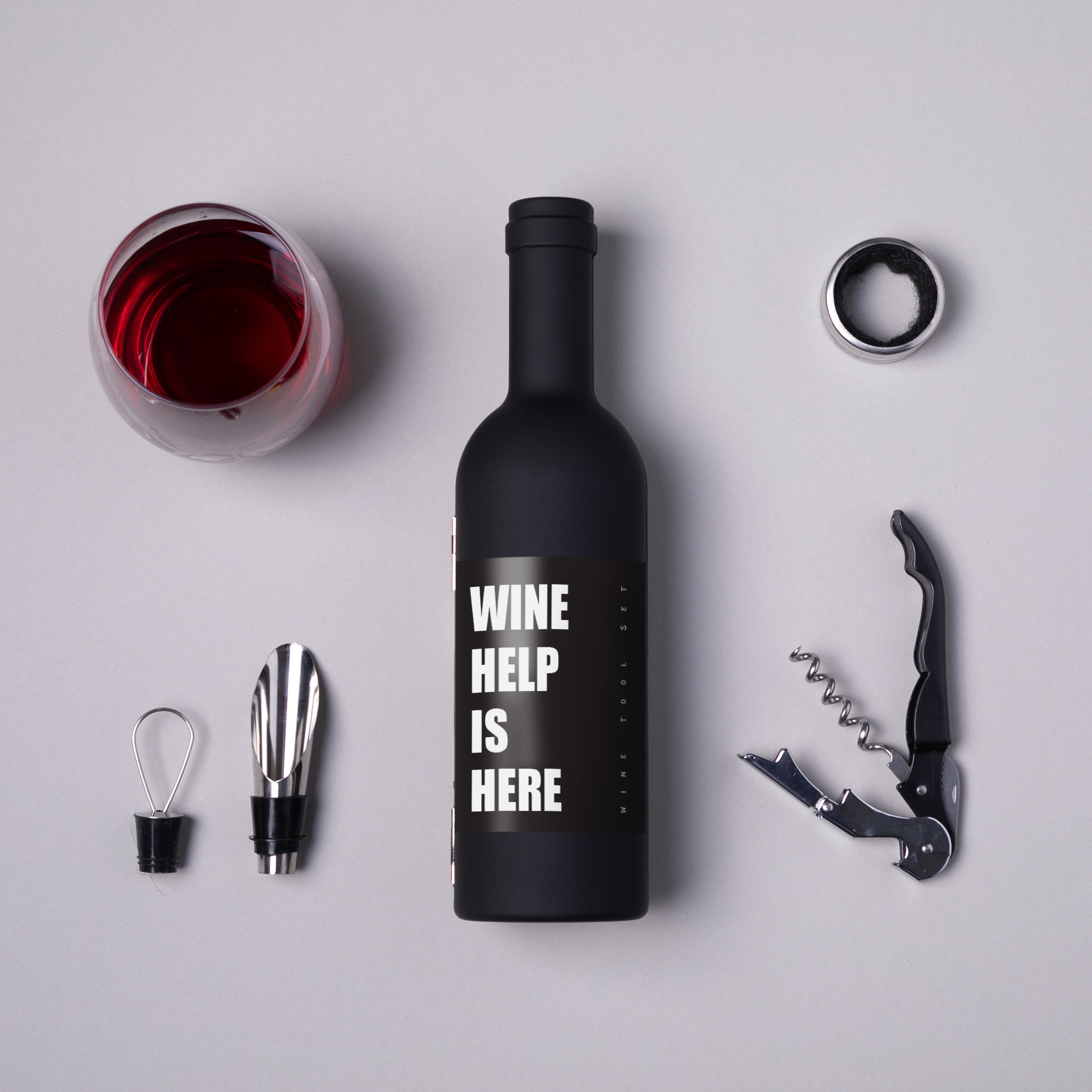 

Набор для вина BeriDari в бутылке "Wine help is here"