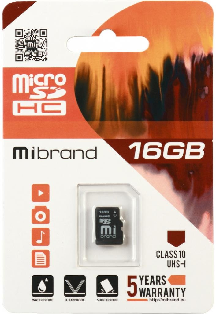 

Mibrand 16GB microSDHC class 10 UHS-I (MICDHU1/16GB)