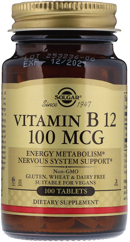 

Solgar Vitamin B12 Солгар Витамин В12 100 мкг, 100 таблеток