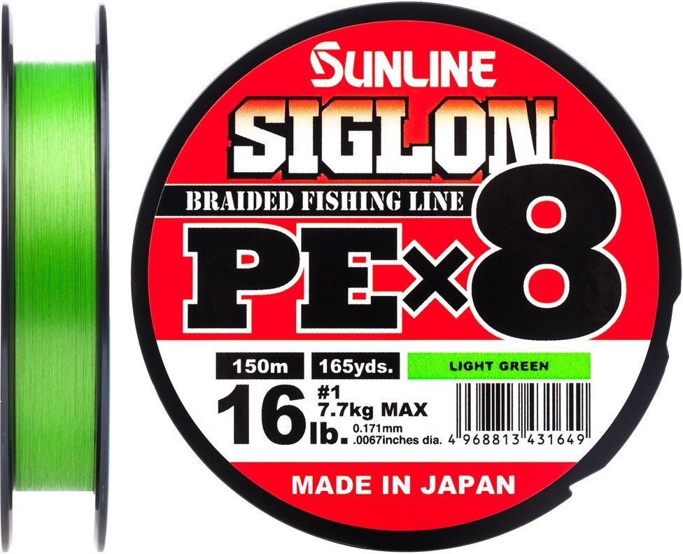 

Шнур Sunline Siglon Pe х8 150м, #1.0/0.171мм, 16lb/7.7кг, салатовый (1658.09.65)