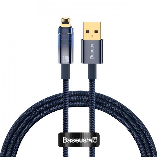 Акція на Baseus Usb Cable to Lightning Explorer Series Auto Power-Off 2.4A 1m Blue (CATS000403) від Stylus