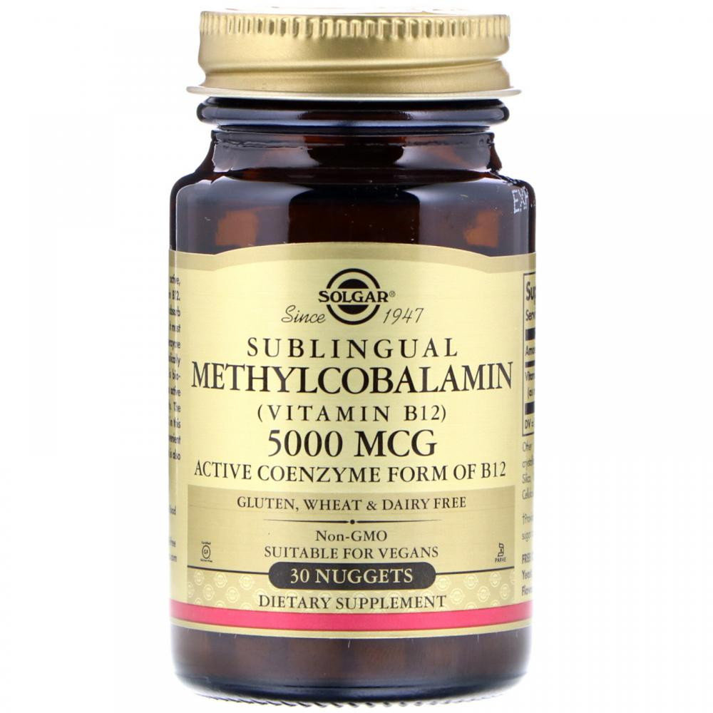 

Solgar Sublingual Methylcobalamin (Vitamin B12) 5000 mcg 30 Nuggets