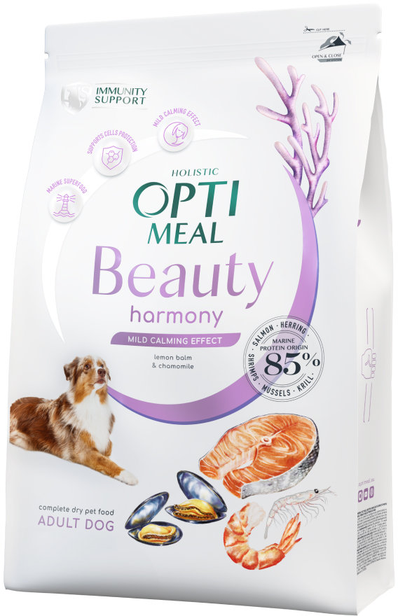 Акция на Сухой корм Optimeal Beauty Harmony Успокаивающий эффект для собак всех пород на основе морепродуктов 10 кг (4820215366847) от Stylus