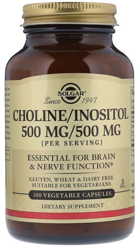 

Solgar Choline/Inositol, 500mg/500 mg, 100 Veggie Caps Холин и Инозитол