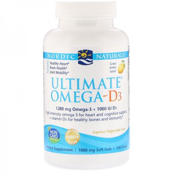 Акція на Nordic Naturals Ultimate Omega-D3 Lemon 1000 mg Рыбий жир омега-Д3 со вкусом лимона 120 гелевых капсул від Stylus