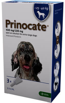 

Капли от блох и паразитов Krka Prinocate 400/100 мг для собак 25-40 кг №3 (3838989723187)