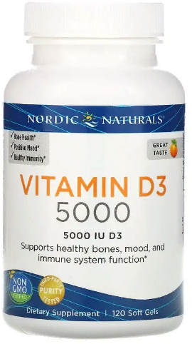 

Nordic Naturals Vitamin D3 5000 Iu Вітамін D3 зі смаком апельсина 120 капсул