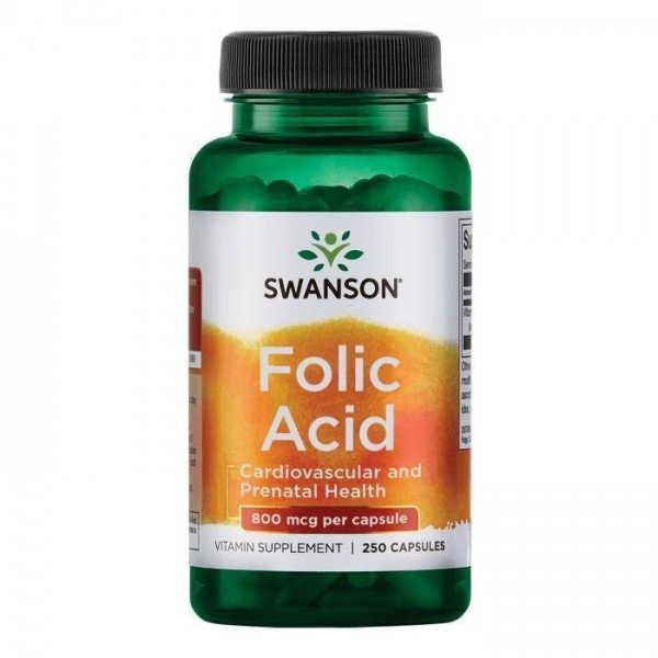 

Swanson Folic Acid 800 mcg Фолиевая кислота 250 капсул