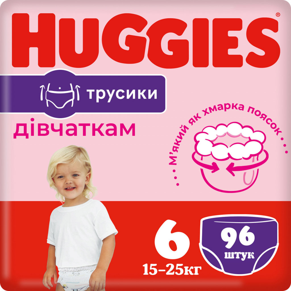 

Підгузки Huggies Pants 6 (15-25 кг) для дівчаток 96 шт (5029054237472)