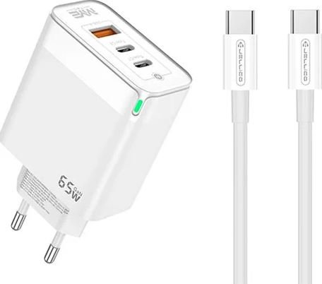 Акція на Jellico Wall Charger C79 USB+2USB-C 65W White with USB-C Cable від Stylus