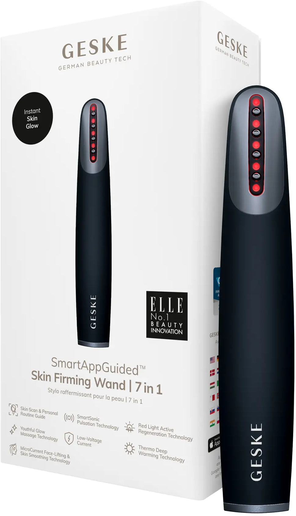 Акція на Устройство для укрепления и тонизации кожи лица Geske Skin Firming Wand 7в1 black від Stylus