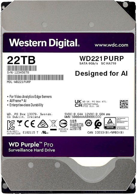 

Wd Purple Pro Smart Video 22TB (WD221PURP)