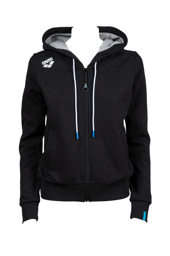 

Спортивная толстовка Arena W Te Hooded F/Z Jacket (003849-500) 42 черная с капюшоном на молнии