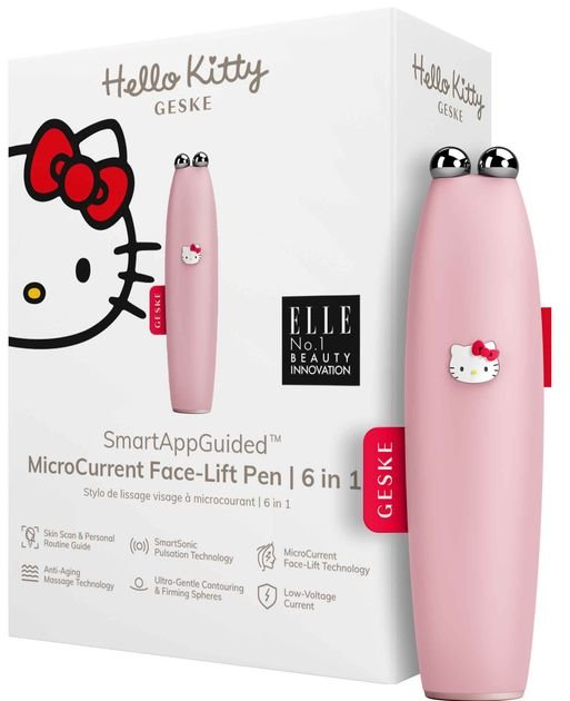 Акція на Микротоковая ручка для подтяжки лица Geske MicroCurrent Face-Lift Pen 6 в 1 by Hello Kitty Pink (HK000014PI01) від Stylus