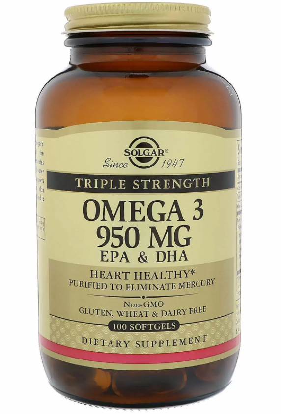 Акція на Solgar Omega-3 Epa & DHA, Triple Strength, 950 mg, 100 Softgels Омега-3 ЭПК и докозагексановая кислота від Stylus