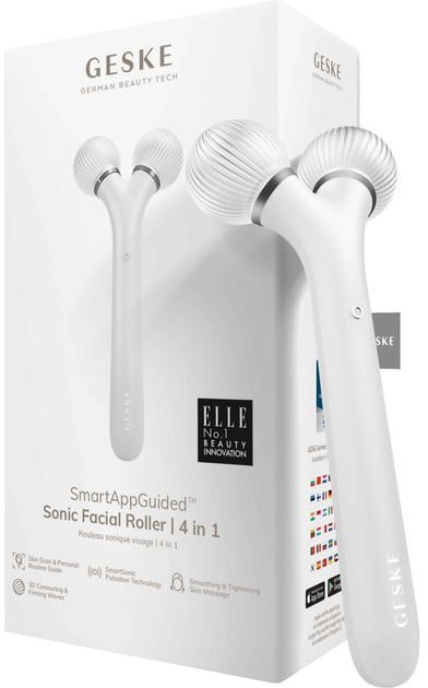 Акція на Звуковой ролик для лица Geske Sonic Facial Roller 4 в 1 White (GK000040WH01) від Stylus