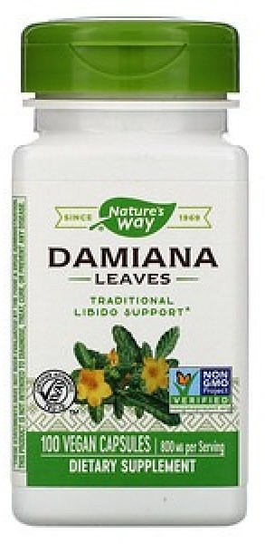 Акція на Nature's Way Damiana Leaves 400 mg Дамиана 100 веганских капсул від Stylus