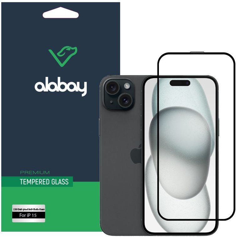 

Alabay Tempered Glass Dust-Proof Anti Static Black for iPhone 15