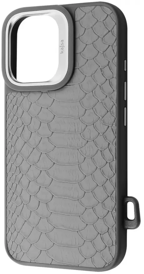 

Kajsa Snake Pattern with Magnetic Ring Light Gray для iPhone 16