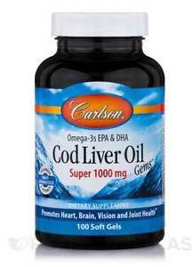 Акція на Carlson Labs Cod Liver Oil Gems 1000 mg 100 Soft Gels Рыбий жир из печени трески від Stylus