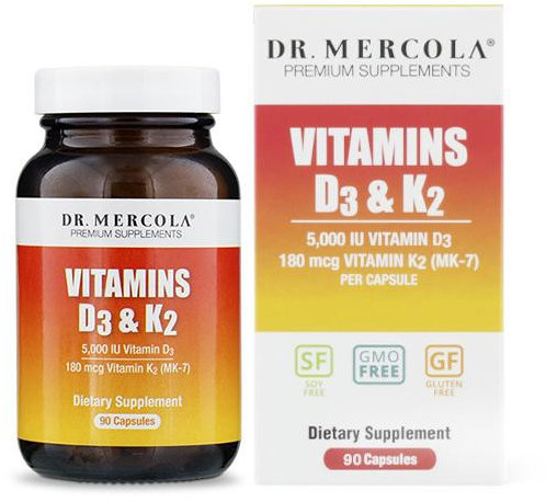 

Dr. Mercola Vitamins D3 & K2 5,000 Iu 90 Caps Витамин Д3 и К2