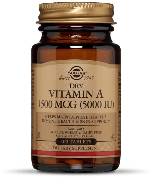 

Solgar Dry Vitamin A Солгар Вітамін А 1500 мкг, 100 таблеток