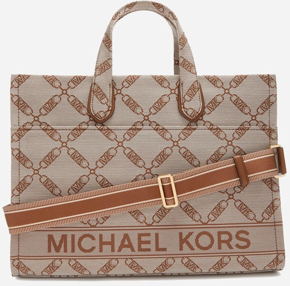 

Женская сумка тоут Michael Kors Gigi Large Empire Logo Jacquard Tote Bag бежевая (30S3G3GT3J969)