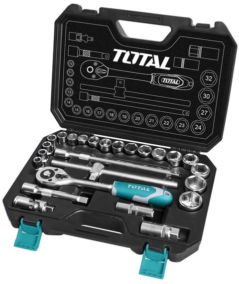 

Total Tools THT121251 Набор ключей, головок торцевых 1/2", 25 предм.