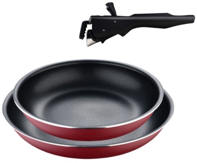 Акція на Набор сковородок со сменной ручкой Bergner Click & cook 22/26 см (BG-31605-RD) від Stylus