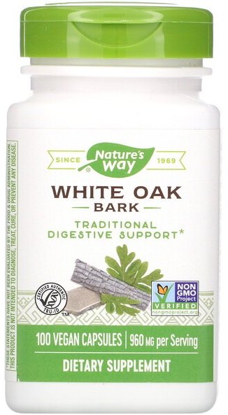 

Nature's Way White Oak Bark 480 mg Кора белого дуба 100 капсул