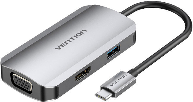 Акція на Vention Adapter USB-C to HDMI+VGA+USB3.0+PD 100W (TOAHB) від Stylus