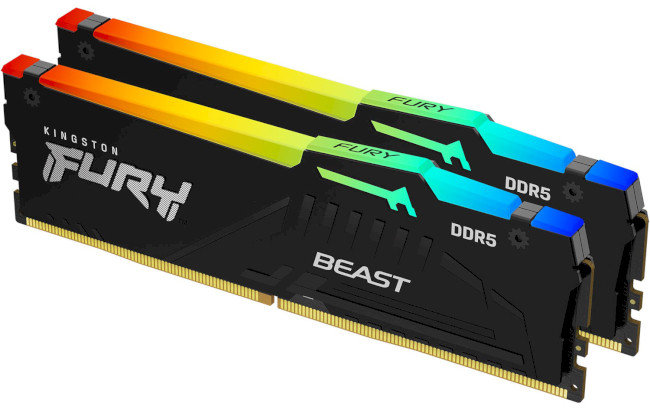 Акція на Kingston Fury 64 Gb (2x32GB) DDR5 6000 MHz Beast Rgb (KF560C40BBAK2-64) від Stylus