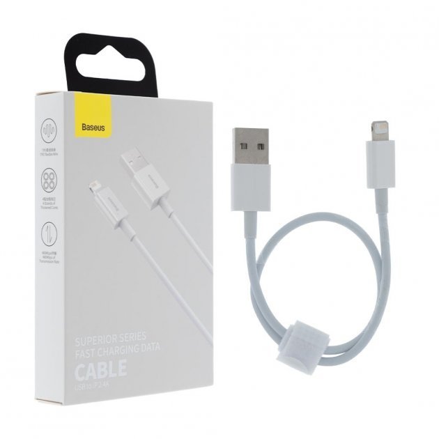 Акція на Baseus Usb Cable to Lightning Superior Series 2.4A 25cm White (CALYS-02) від Stylus