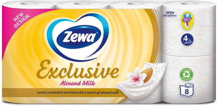 

Zewa Exclusive Almond Milk Туалетная бумага Миндальное молочко четырехслойная 8 шт.