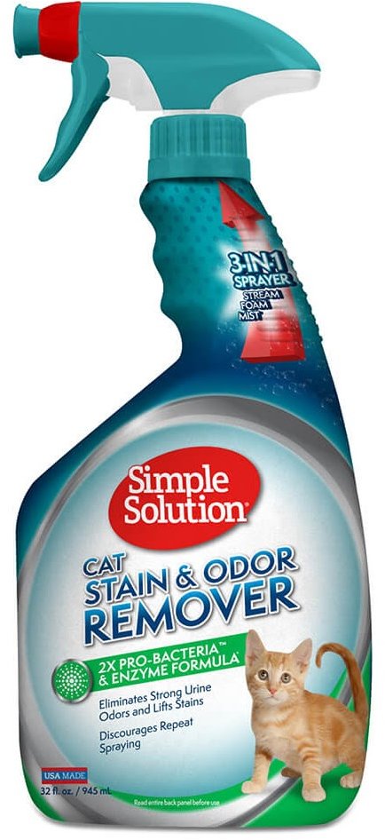 

Универсальное жидкое средство Simple Solution Cat Stain and Odor Remover с про-бактериями (Pro-bacteria) и энзимами для нейтрализации запахов и удаления стойких пятен от жизнедеятельности кошек 945 мл