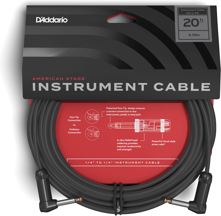 

Инструментальный кабель D'addario PW-AMSGRR-20 American Stage, Right-to-Right (6m)