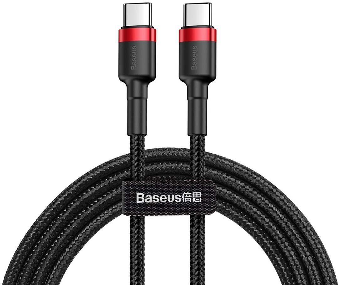 Акція на Baseus Cable USB-C to USB-C Cafule Pd 60W 1m Red/Black (CATKLF-G91) від Stylus