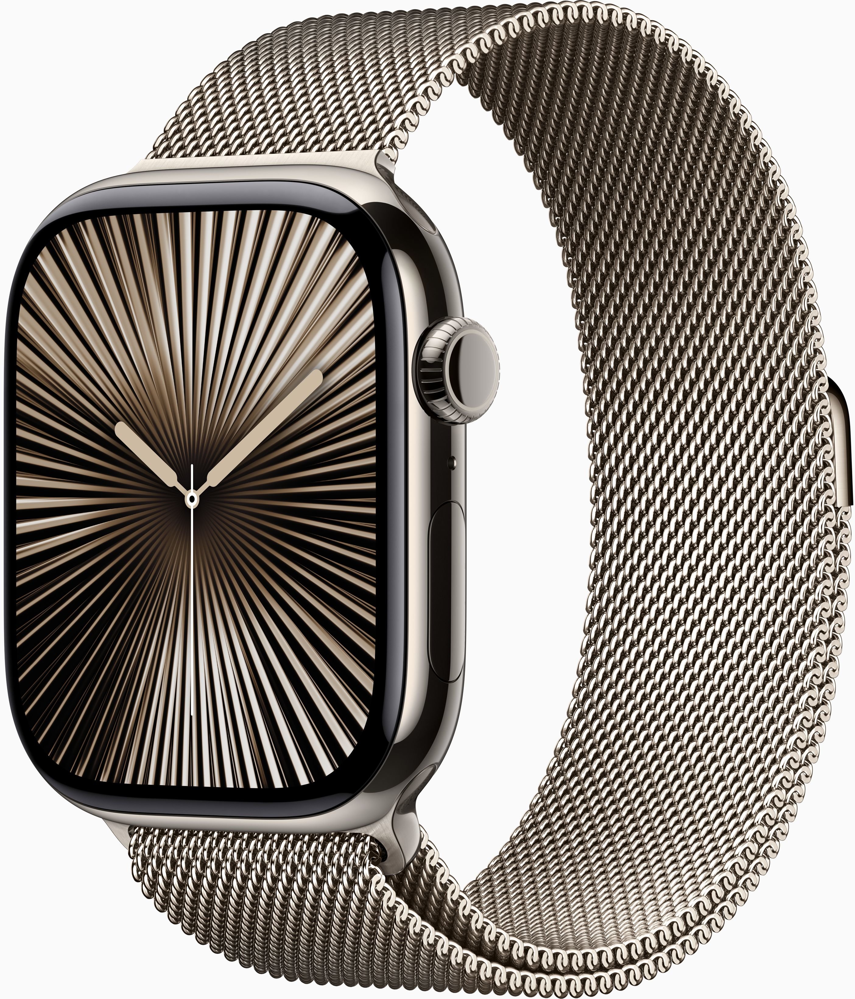 

Apple Watch Series 10 46mm GPS+LTE Natural Titanium Case with Natural Milanese Loop - M/L (MWYC3)