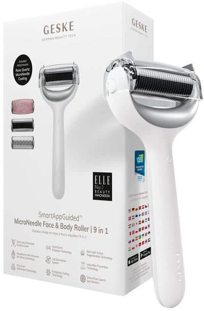 Акція на Роллер для игловой мезотерапии лица и тела Geske MicroNeedle Face&Body Roller 9в1 white від Stylus