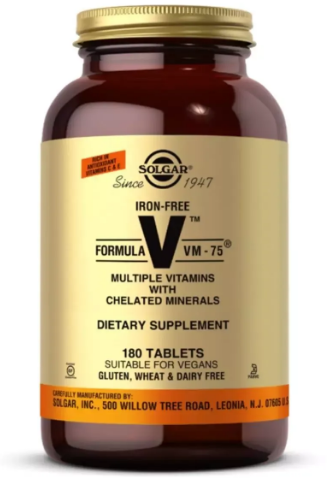 

Solgar Formula VM-75 Multiple Vitamins Солгар Мультивитамины, без железа 180 табл