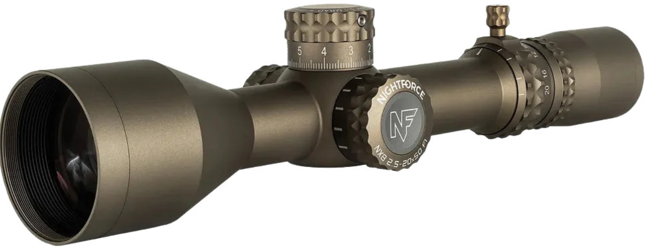 

Nightforce NX8 2.5-20x50 F1 ZeroS. Сетка Mil-XT с подсветкой Dark Earth (C665)