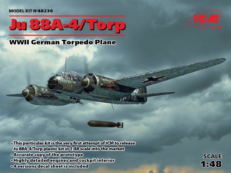 

Немецкий торпедоносец Ju 88A-4/Torp, Wwii German Torpedo Plane (ICM48236)