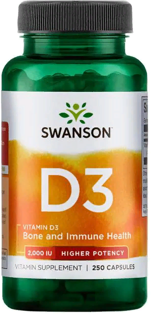 

Swanson, Vitamin D3 - Higher Potency 50 mcg 250 caps (SWA-11210)