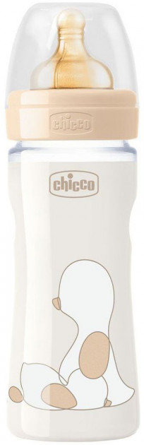 Акция на Бутылочка для кормления пластиковая Chicco Original Touch с латексной соской 2м+ 250 мл Бежевая (27624.30) от Stylus